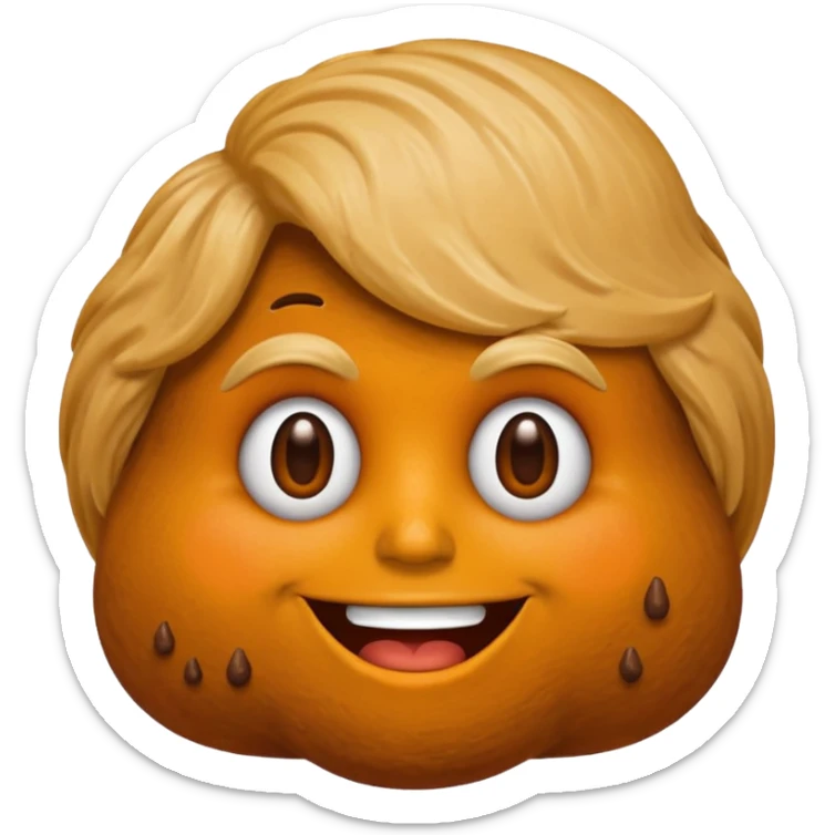 the poop emogi, a pile of poop in trumps image   none of those are what i want  i want the poop emogi with trumps face renbdered in poop, with an orange cast, and his wig on top sticker