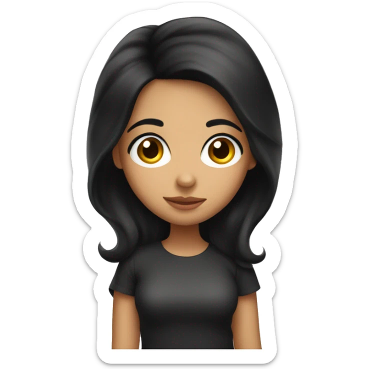 Cute hispanic woman with big eyes and black hair sticker