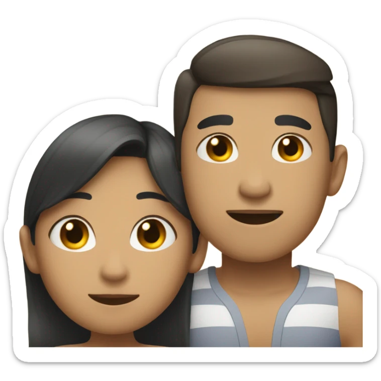 asian girl laying on the beach with american boyfriend sticker