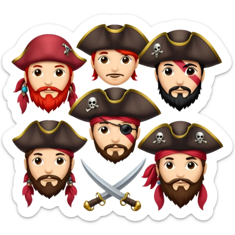 Je veux un tableau de stickers pour mon clan lak khawarizmi notre symbol est les pirat au chapeaux rouge , est un autre tableau de stickers écharpe de ton choix pour mon clan sticker