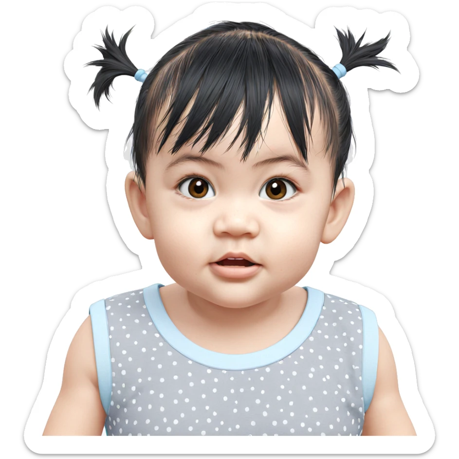 twintailed girl in polka dots sticker