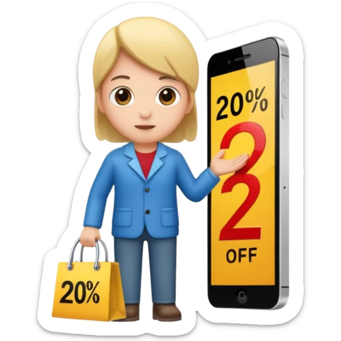 Person who is waiting the sale promotion with 20% off sign sticker
