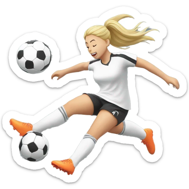 blod girl kicking a soccer ball in the air sticker