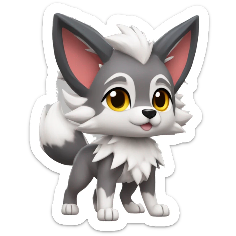 Kawaii Cool Chibi Poochyena-Rocruff-Lycanroc-Pokémon Full Body Detailed High Quality sticker
