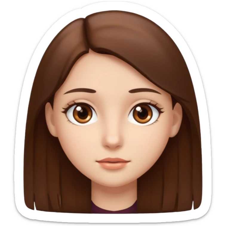 A girl with fair skin, brown eyes, and straight brown hair sticker