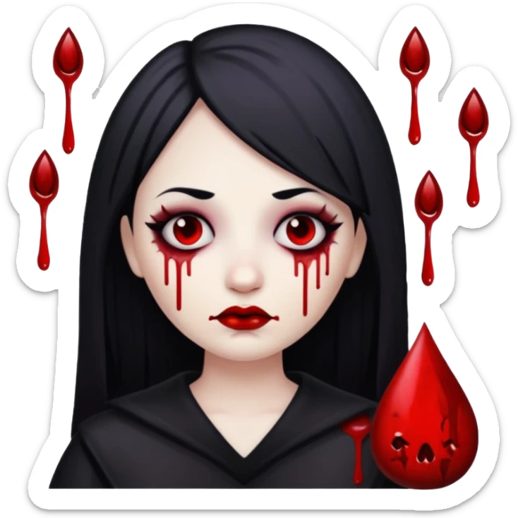 Create a emoji saying Goth Mommy the letters to be black and have blood stains on them sticker