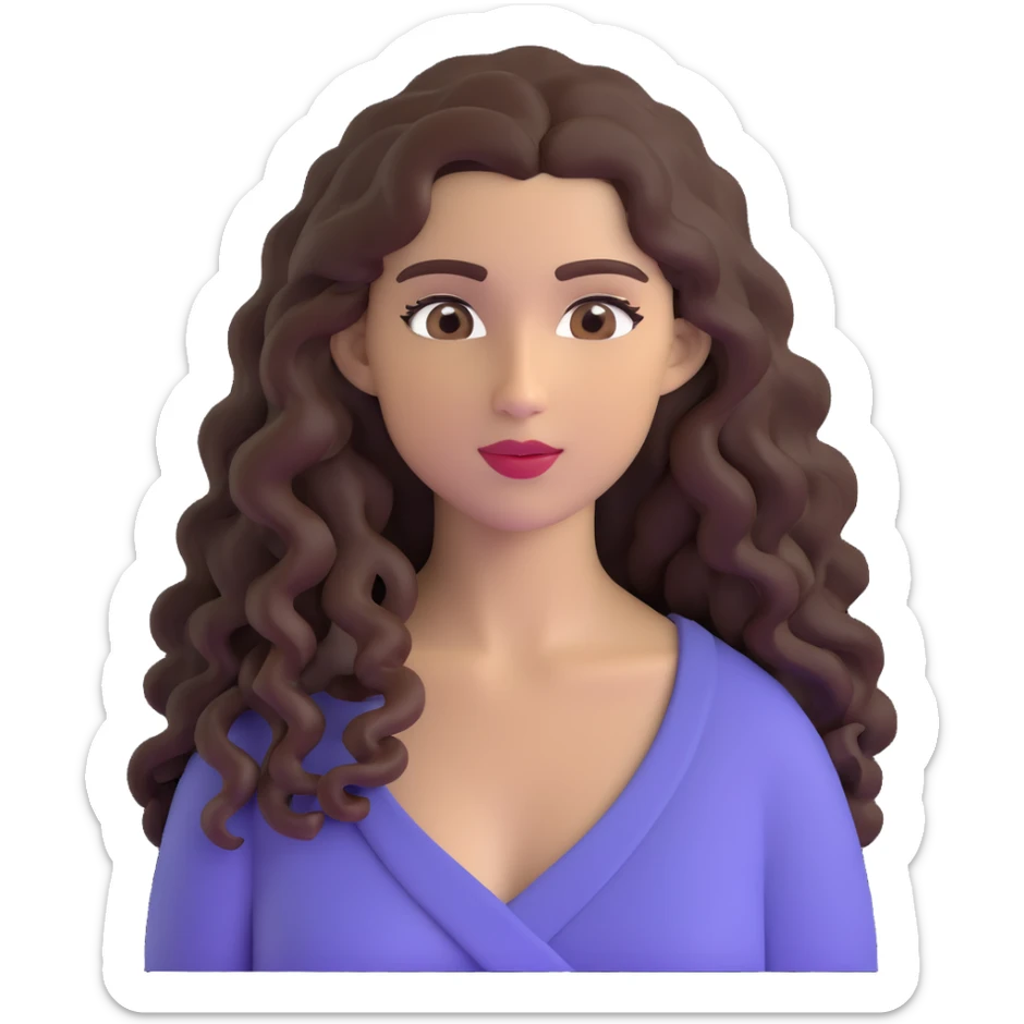 attractive Greek woman with long curly dark brown hair and light skin sticker