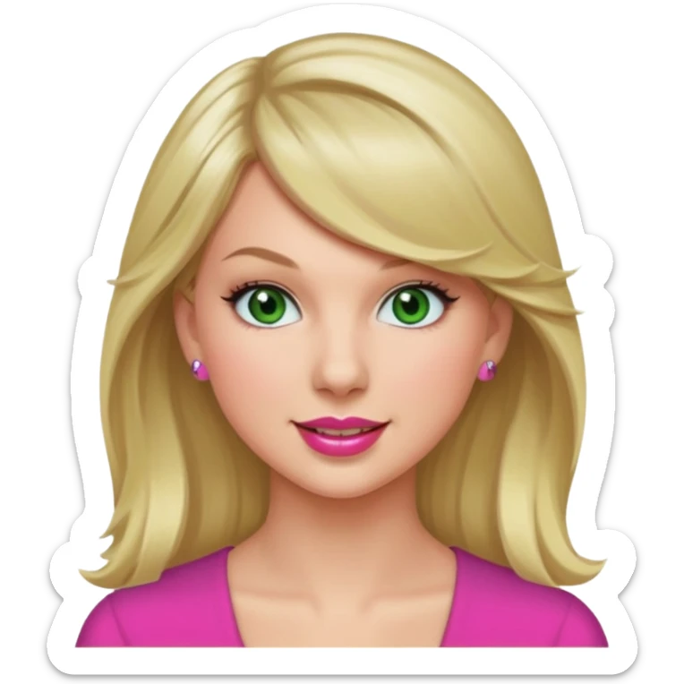 Smiling taylor swift green eyes long blonde hair pink lips sticker