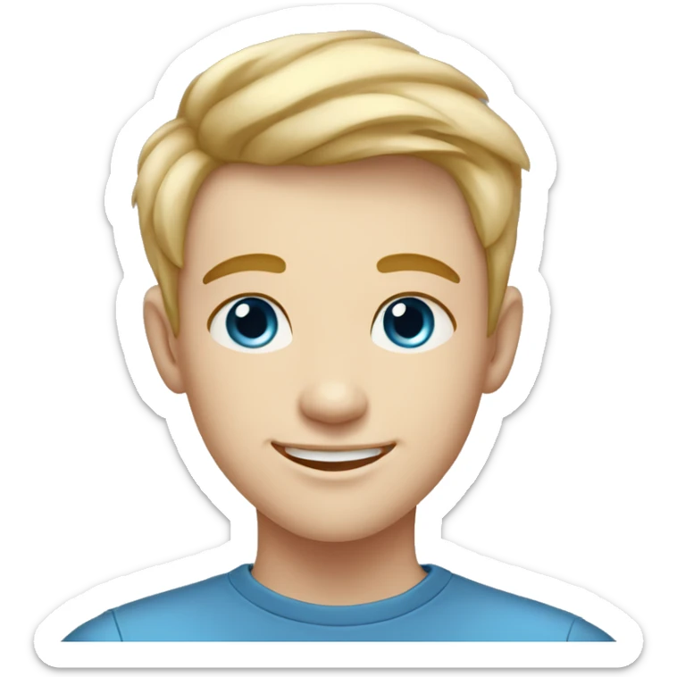 confident happy clean shaven pale teen boy with short blonde light hair blue eyes outdoor portrait sticker