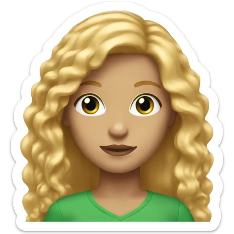 Red Blonde Long hair girl green eyes with lashes sticker