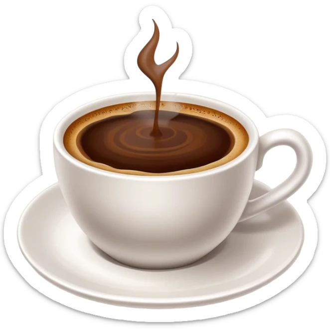 Cinematic Realistic Turkish Coffee Drink Emoji, depicted as a small cup of strong, aromatic coffee with thick foam rendered with detailed textures and warm, inviting lighting. sticker