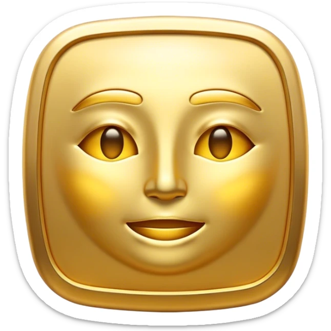 Cinematic Realistic Gold Emoji, Radiant and brilliant, with smooth, polished golden bars reflecting the light in stunning highlights. The soft, warm glow of the metal exudes luxury and elegance, catching every glimmer in the surrounding environment. Soft glowing outline, capturing the essence of wealth and timeless beauty in gleaming gold! sticker