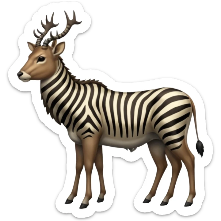 Wildebeest-Deer-zebra-ox-bull-gazelle-fusion-animal-hybrid-creature, full body sticker