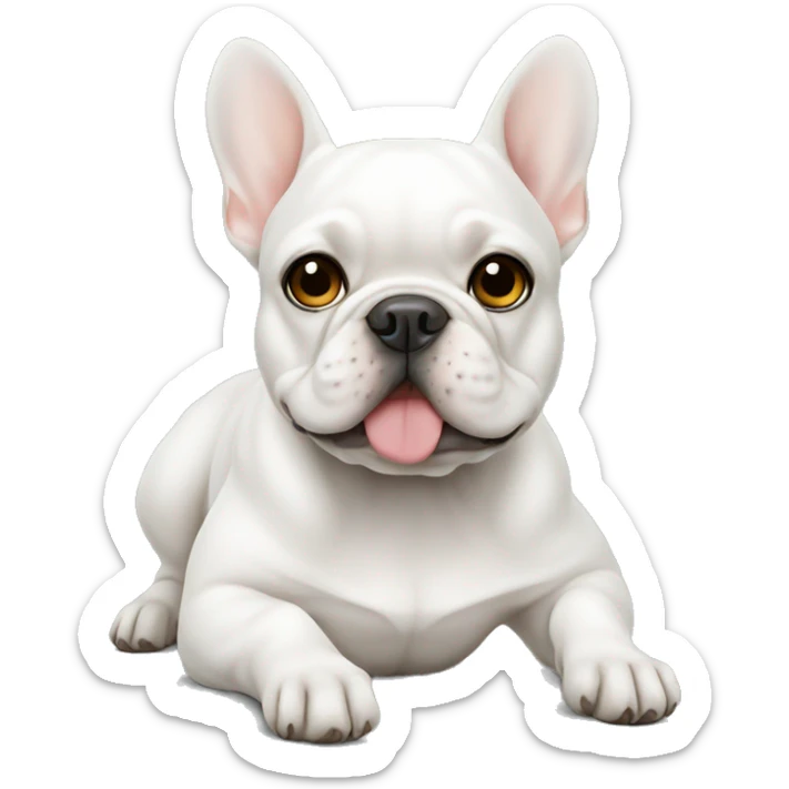 White Frenchie laying sticker