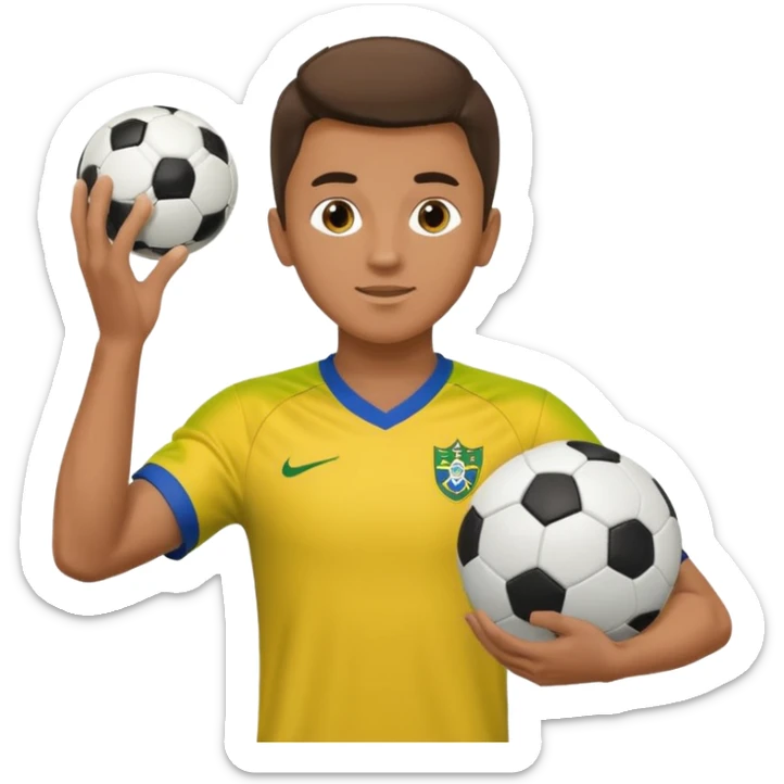A guy juggling a soccer ball with a brazil fc shirt on sticker