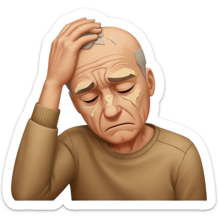 Emoji of a person 🧍‍♂️ looks down with his head and put his hand on his forehead but not just put his and make it look like he smashed that on his forehead sticker