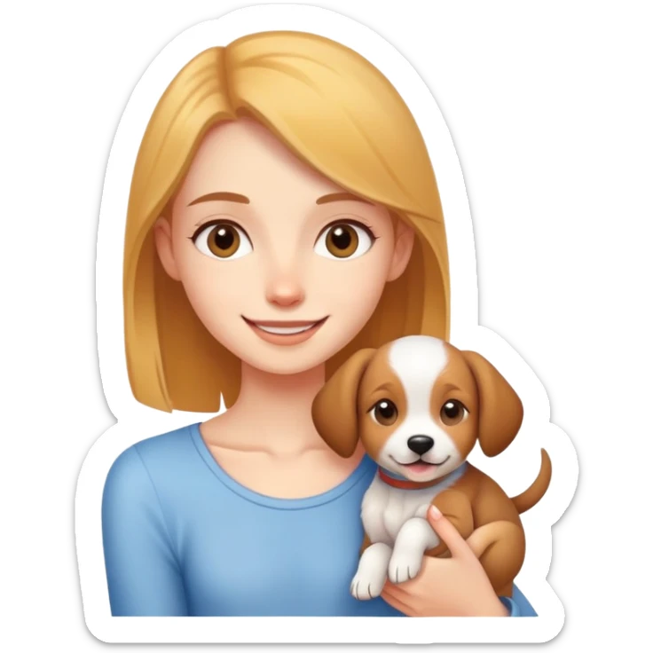 skinny smiling girl with puppy indoors sticker