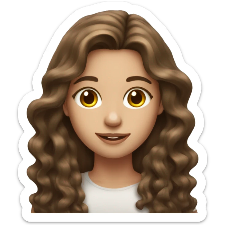 beautiful girl,with long Brown hair, wavy hair,with ipad sticker