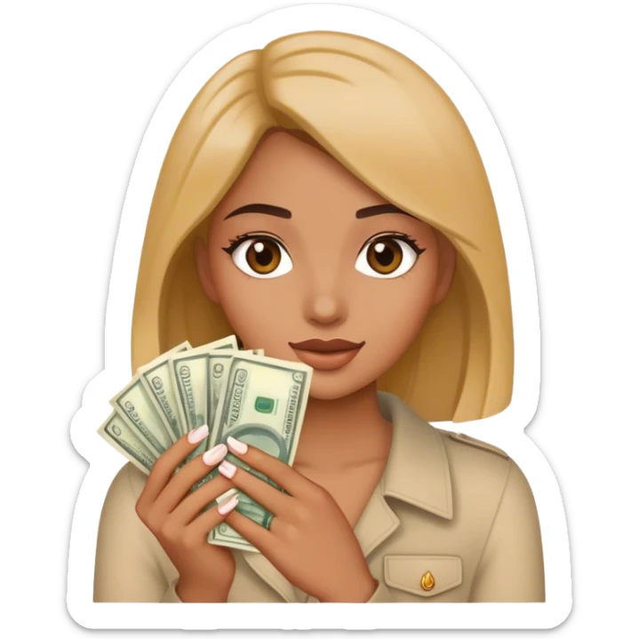 Emoji of a girl with her nails did and money sticker