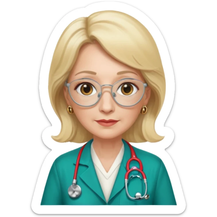 she is about 65 years old with blond hair, likes gucci, is a phd in cardiology sticker