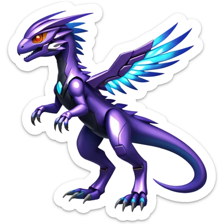 Shiny Nebula Futuristic Fakemon-Pokemon-Digimon-Spectrobes-Raptor-fusion, full body sticker