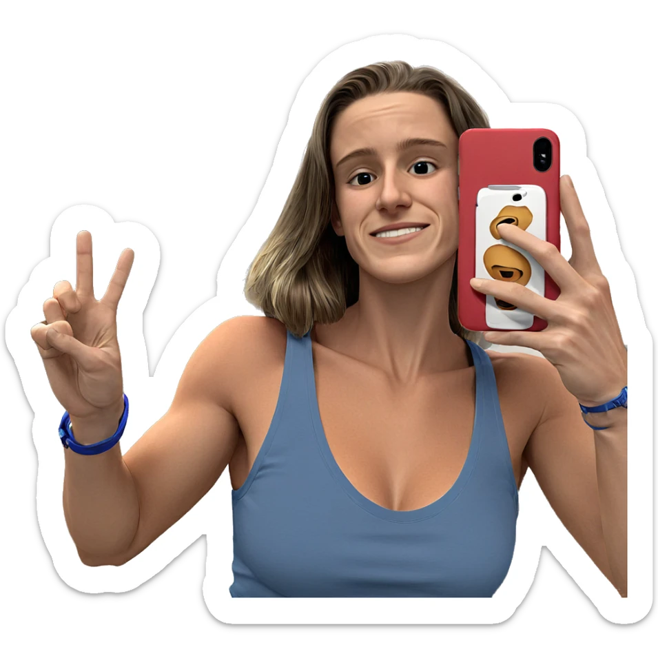 selfie in blue tank top sticker