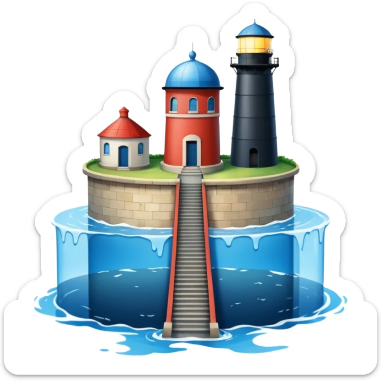 the sea is split in half. left half and right half of the water tower up, in the middle is a path on the floor of the sea sticker