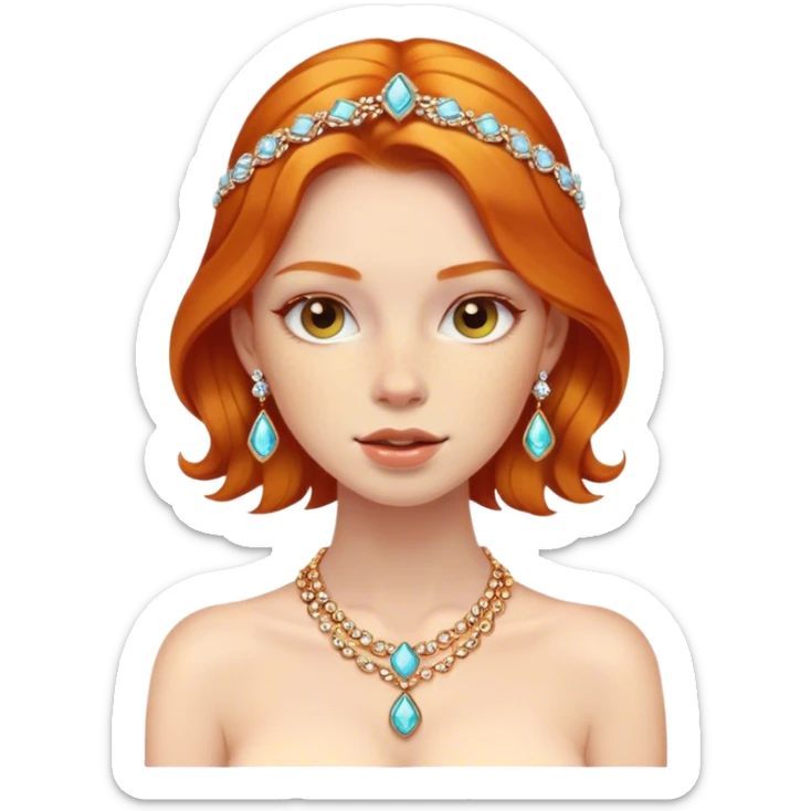 portrait of a ginger girl with jewelry sticker