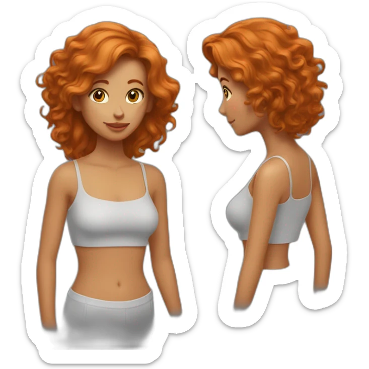 2 filles une cheveux roux long et une au cheveux noir court sticker