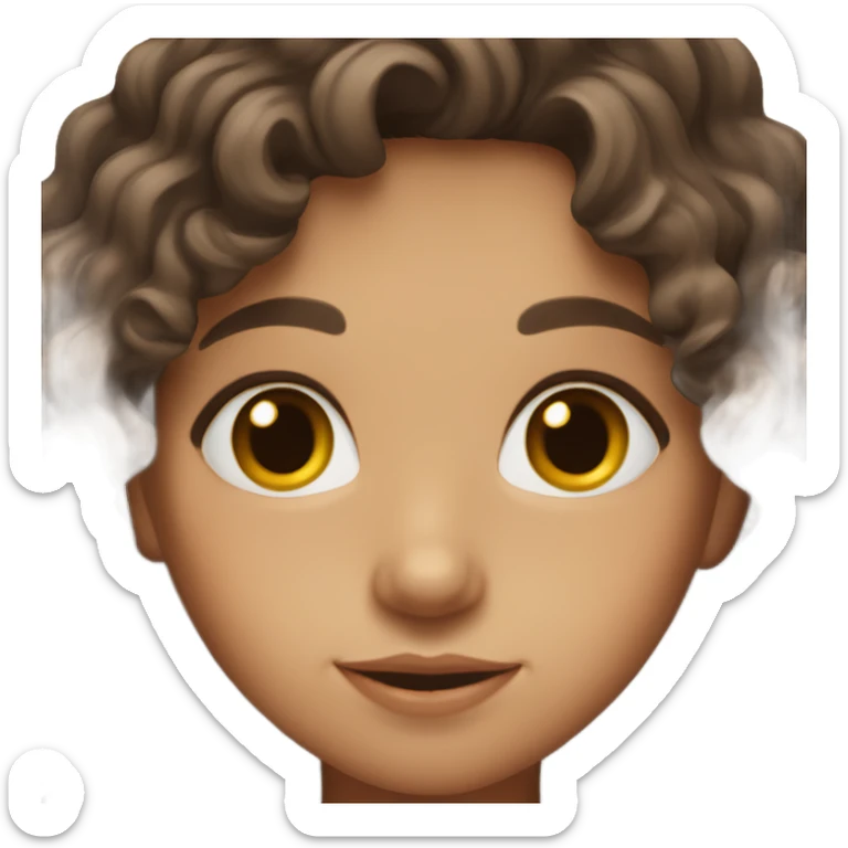 Cute brunette girl with wavy hair and brown eyes sticker