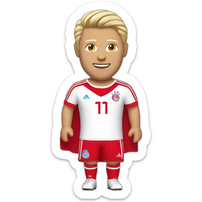 un mec qui s'appelle Simon qui est blond au cheveux lisse avec un maillot du Bayern Munich sticker