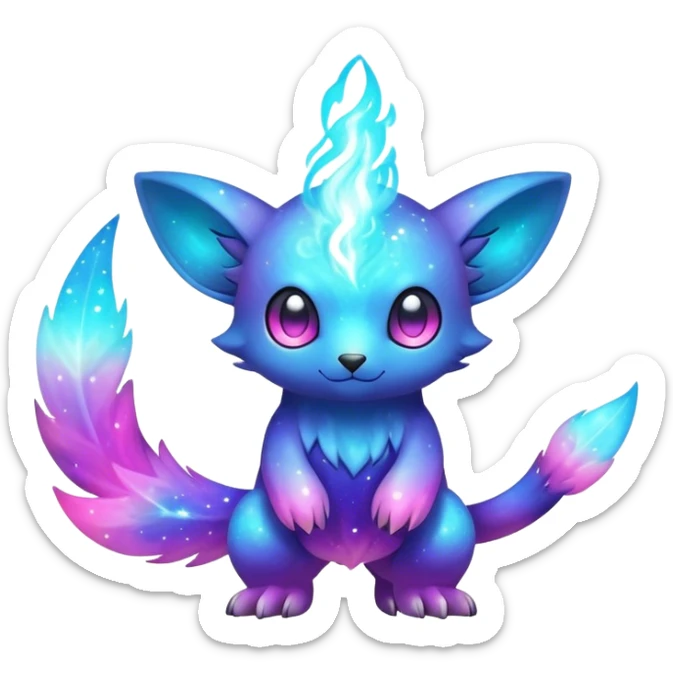 Cute cool colorful nebula fantasy animal hybrid Fakemon full body sticker