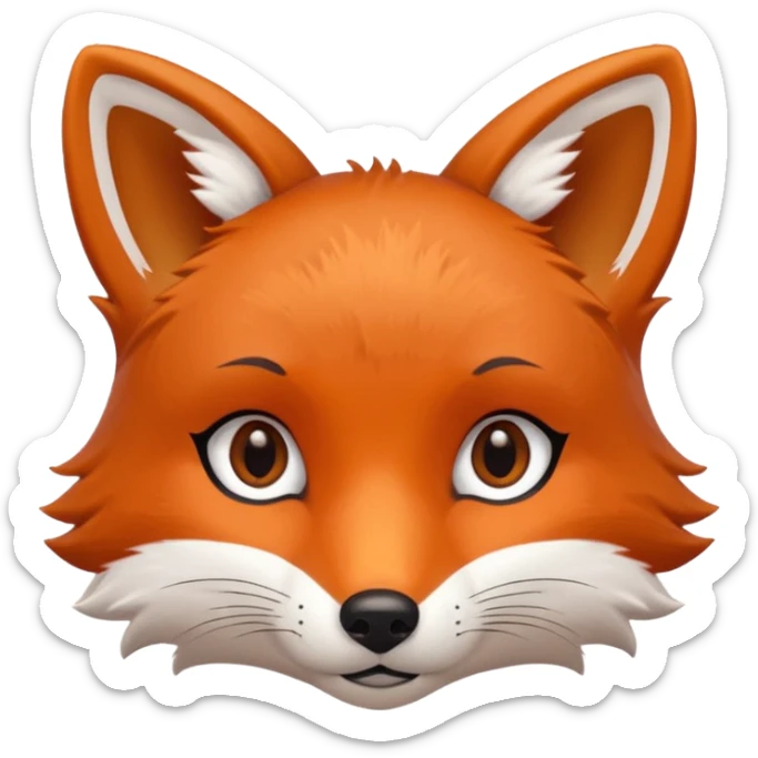 cute fox only face colors of an animal emoji, not a person, meaning only one color for the eyes sticker