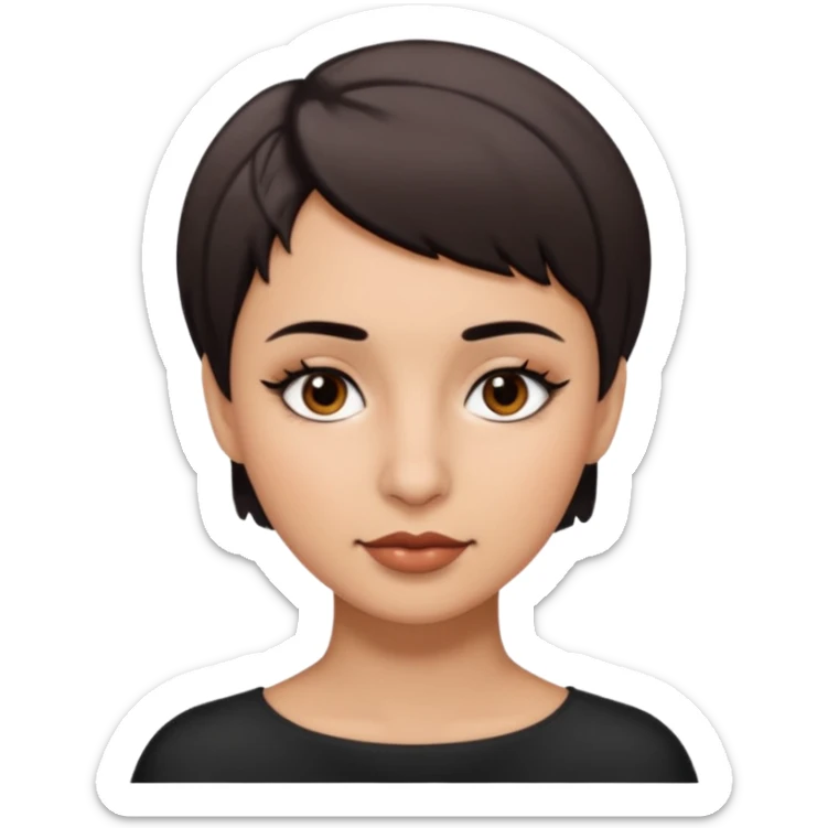 Mujer con pelo corto mono pestañas y un lunar en la mejilla izquierda  sticker