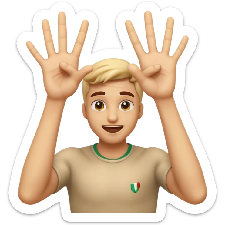 Cinematic Realistic Italian Gestures Pop Culture Emoji, showcasing expressive hand gestures rendered with lifelike textures and playful, energetic lighting. sticker
