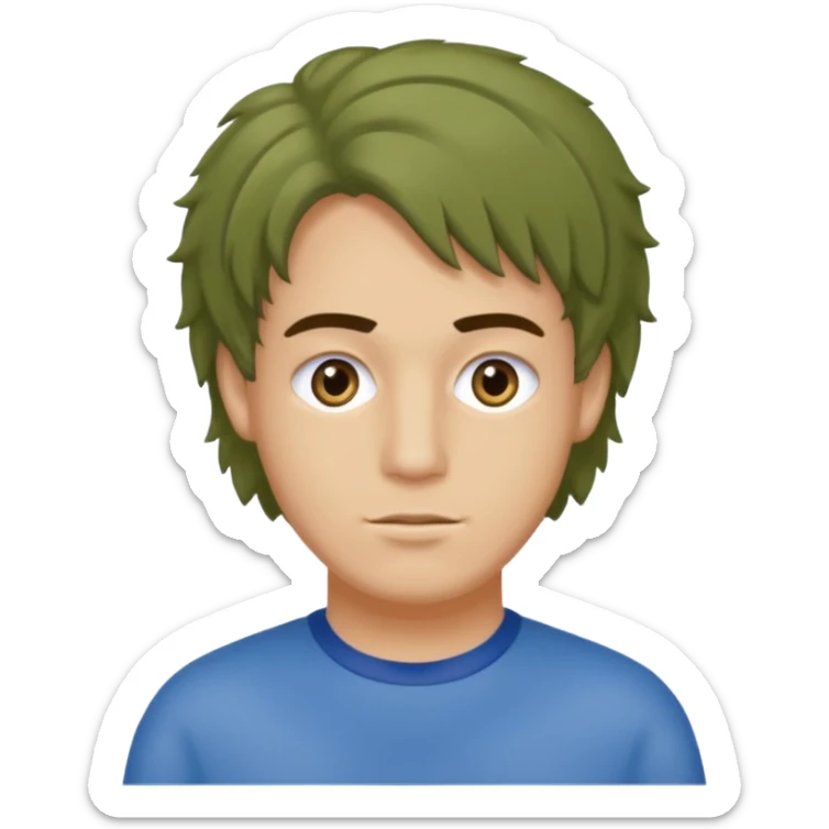 un professeur  homme métisse au cheveux mi long bouclés avec des yeux bleus d'arts plastiques  sticker