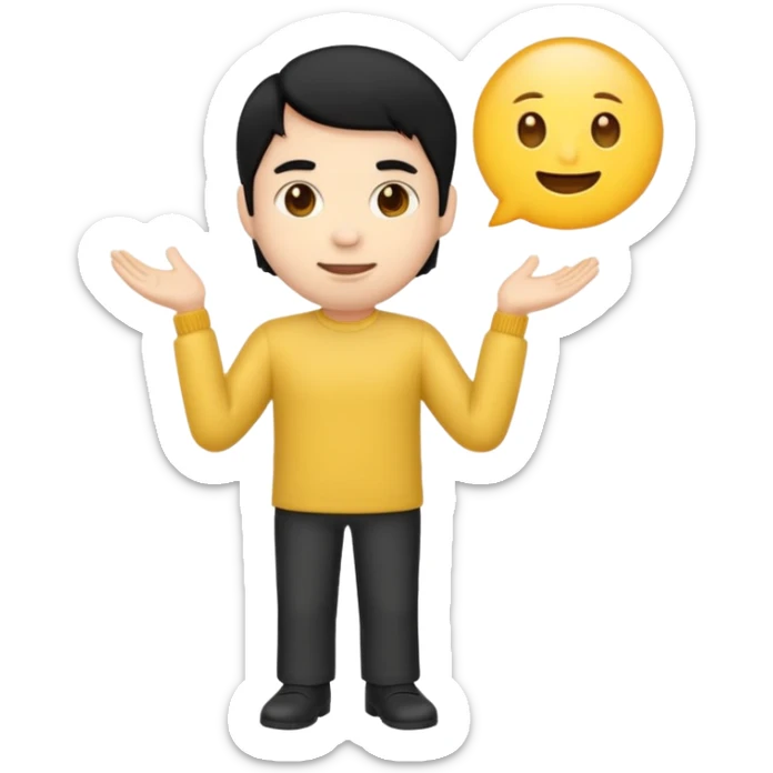 emoji man light skin and black hair, CUERPO COMPLETO sticker