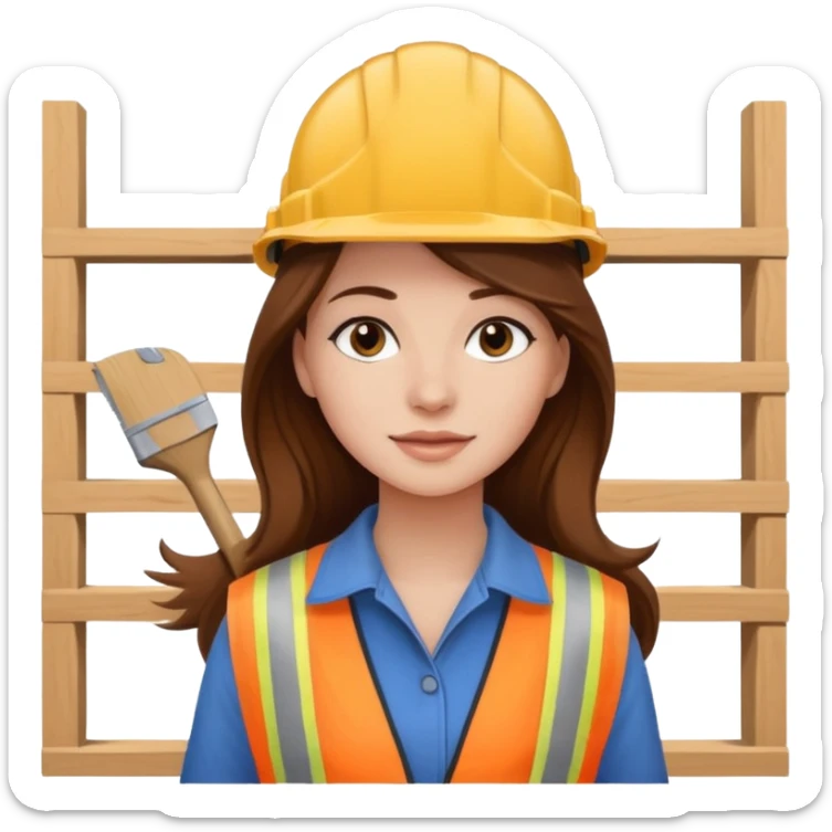 beautiful girl with long brown hair renovating her apartment sticker