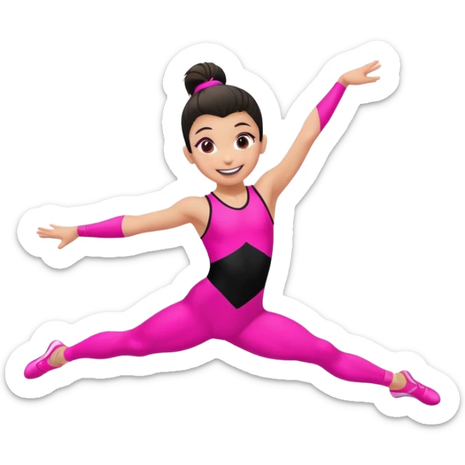 "A gymnast in neon pink and black outfit with a smile and a look of surprise (normal skin) sticker
