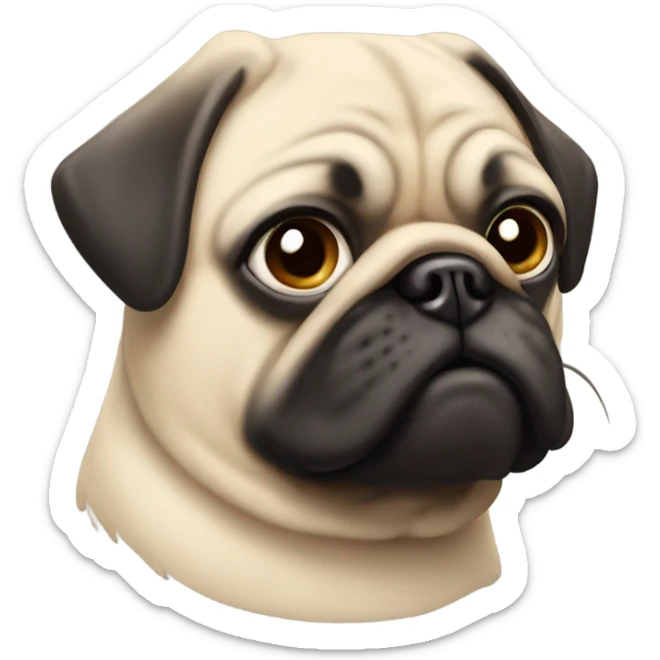 Pug with mustach sticker