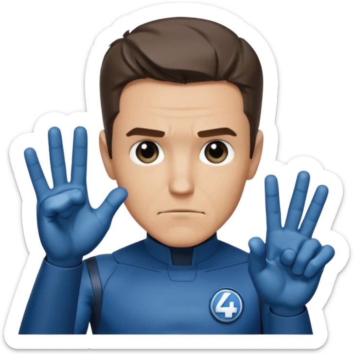 Reed Richard’s from the Fantastic 4 holding up 4 fingers thumb down out in front of himself  sticker