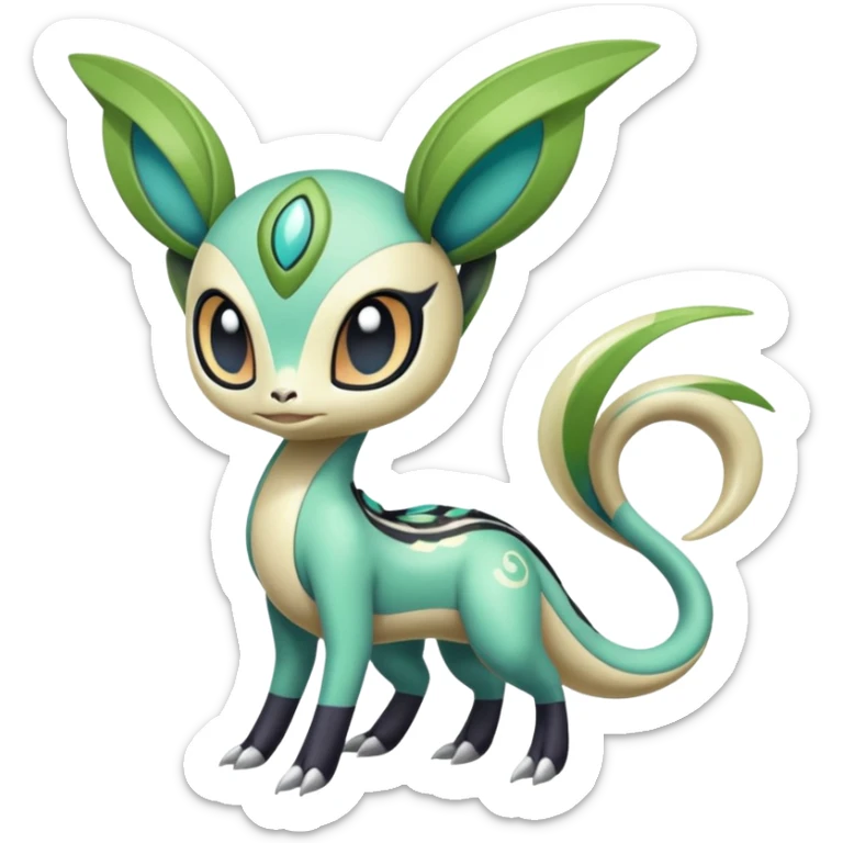 Colorful Glossy Oriental Stylish Exotic Meloetta-Palkia-Virizion-Venom-Stitch-Fakémon-creature-hybrid sticker