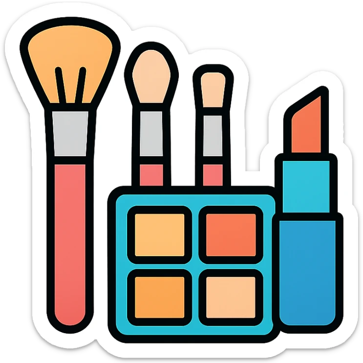 Makeup brushes and cosmetics kit sticker