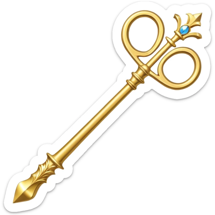 A golden sceptre in the shape of a “T” sticker
