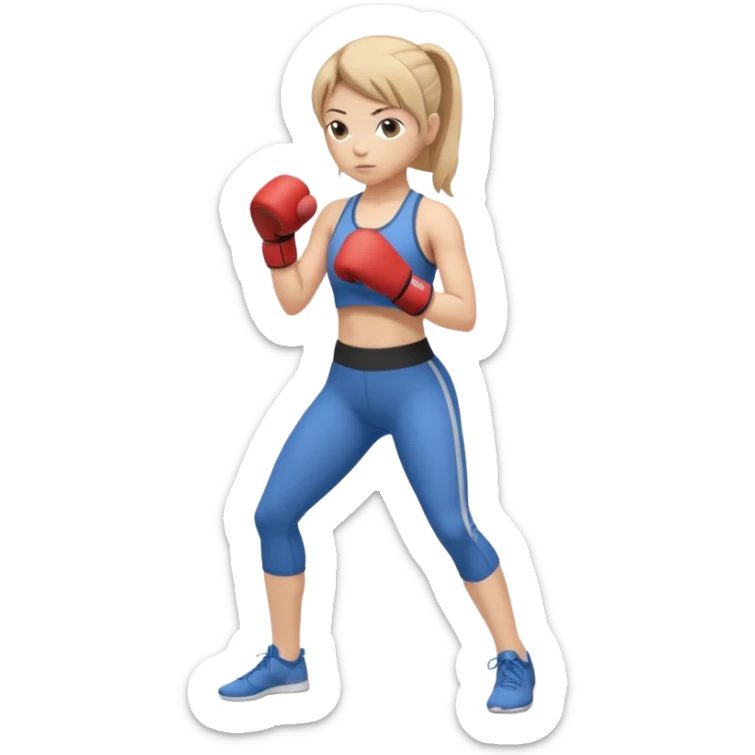 girl boxing with shirt on full body yoga outfit sticker