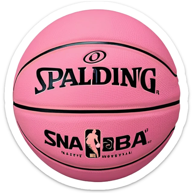 minimalist pink Spalding basketball with simple NBA logo, subtle colorful details, clean design sticker