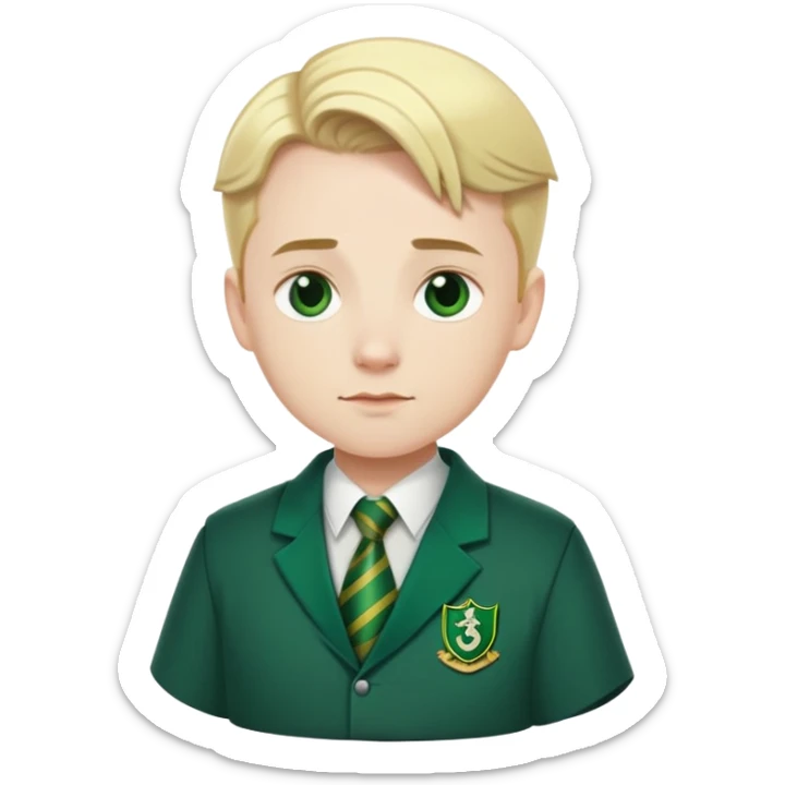 pregnant man in Slytherin uniform, short slicked-back blonde hair, pale skin sticker