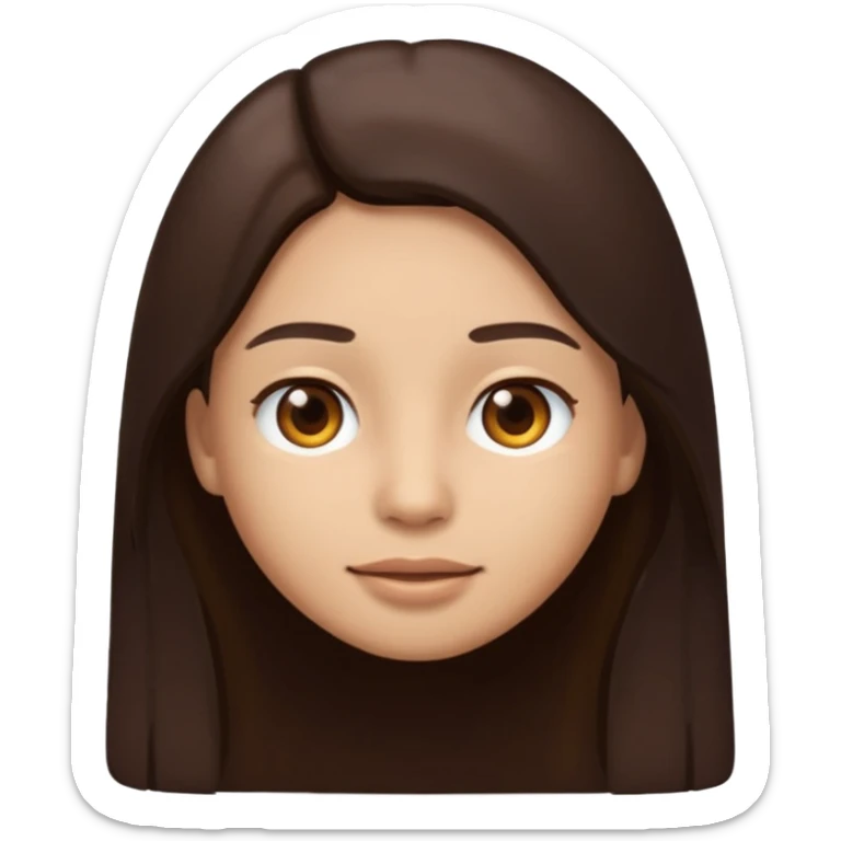 Create a emoji version of me with light skin color, brown eyes and dark brown straight long hair  sticker