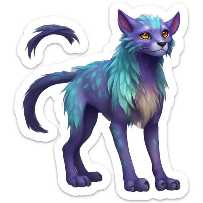 Colorful vernid fantasy creature LiLaiRa GriffSnuff Kamirah Falvie whiskers paws full body sticker