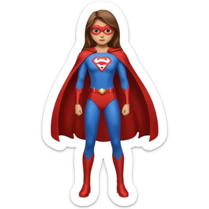 fille  brune en entier cheveux tres long et lisse super heros sticker